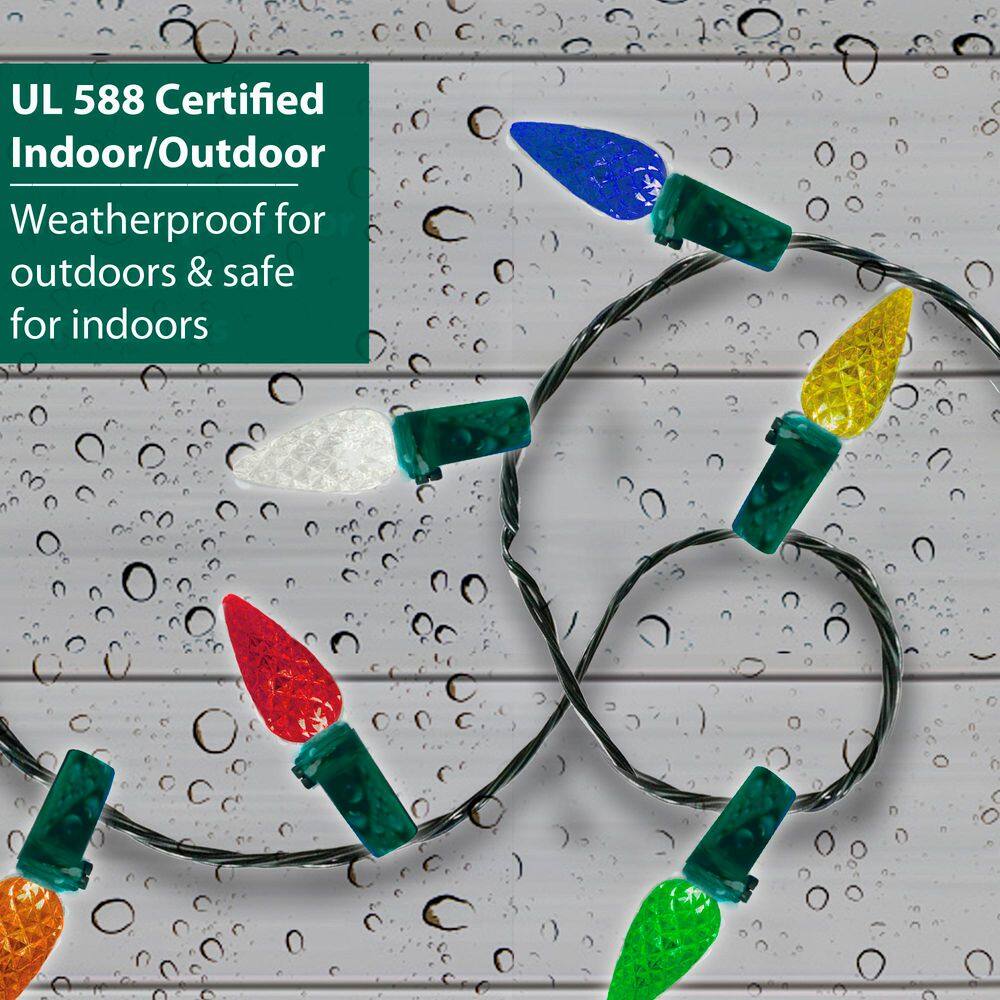 12 ft. 35-Count LED C6 Faceted Blue Christmas Lights - Hercitys