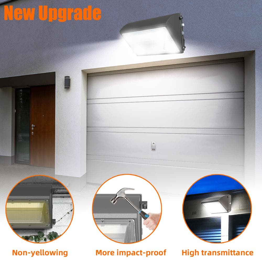 1000- Watt-Equivalent 120-277 Volt Integrated LED Bronze Dusk to Dawn Wall Pack Light, 5000K 18000LM, IP65（1-Pack） - Hercitys