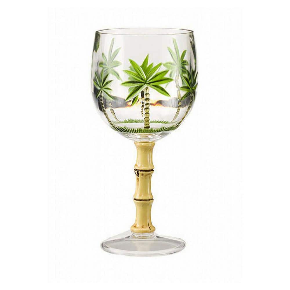 16 oz. Designer Bamboo Stemmed Acrylic Wine Glasses Set (Set of 4) - Hercitys