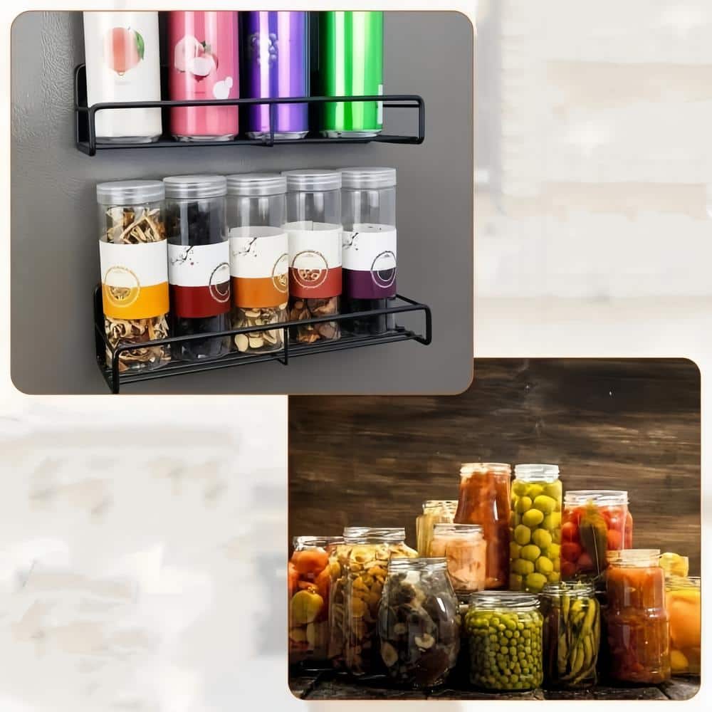 4-Pack Strong Magnetic Spice Rack/Organizer Fridge Storage Shelf for Jars Seasoning Tins Utensils Space Saver Holder - Hercitys