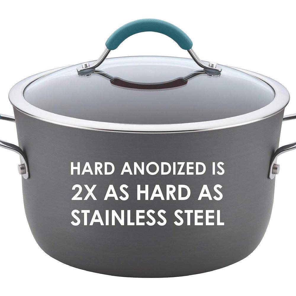 11 in. Hard-Anodized Aluminum Nonstick Dishwasher Safe Wok Pan in Gray with Blue Silicone Over Stainless Steel Handle - Hercitys