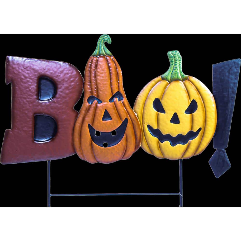 32 in. Halloween Sign Yard Stake Pumpkin BOO Metal Stake, 1 Each - Hercitys