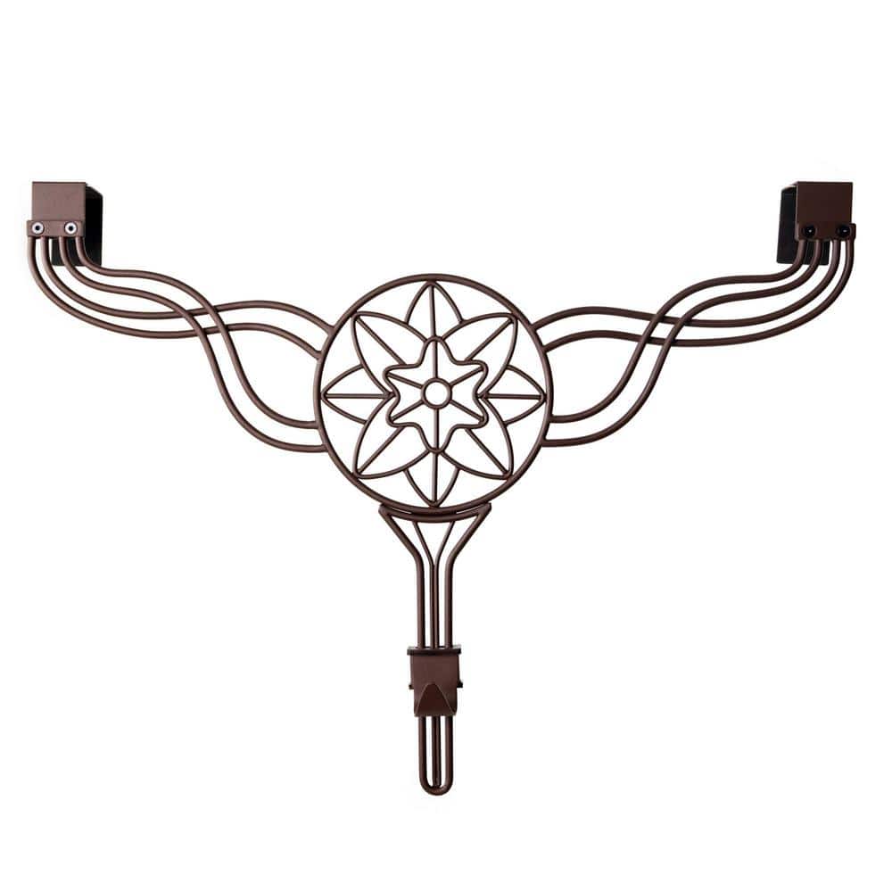 12 in. Brown Metal Artificial – 19 in. Artificial Adjustable Wreath Hanger (Flower Design) - Hercitys