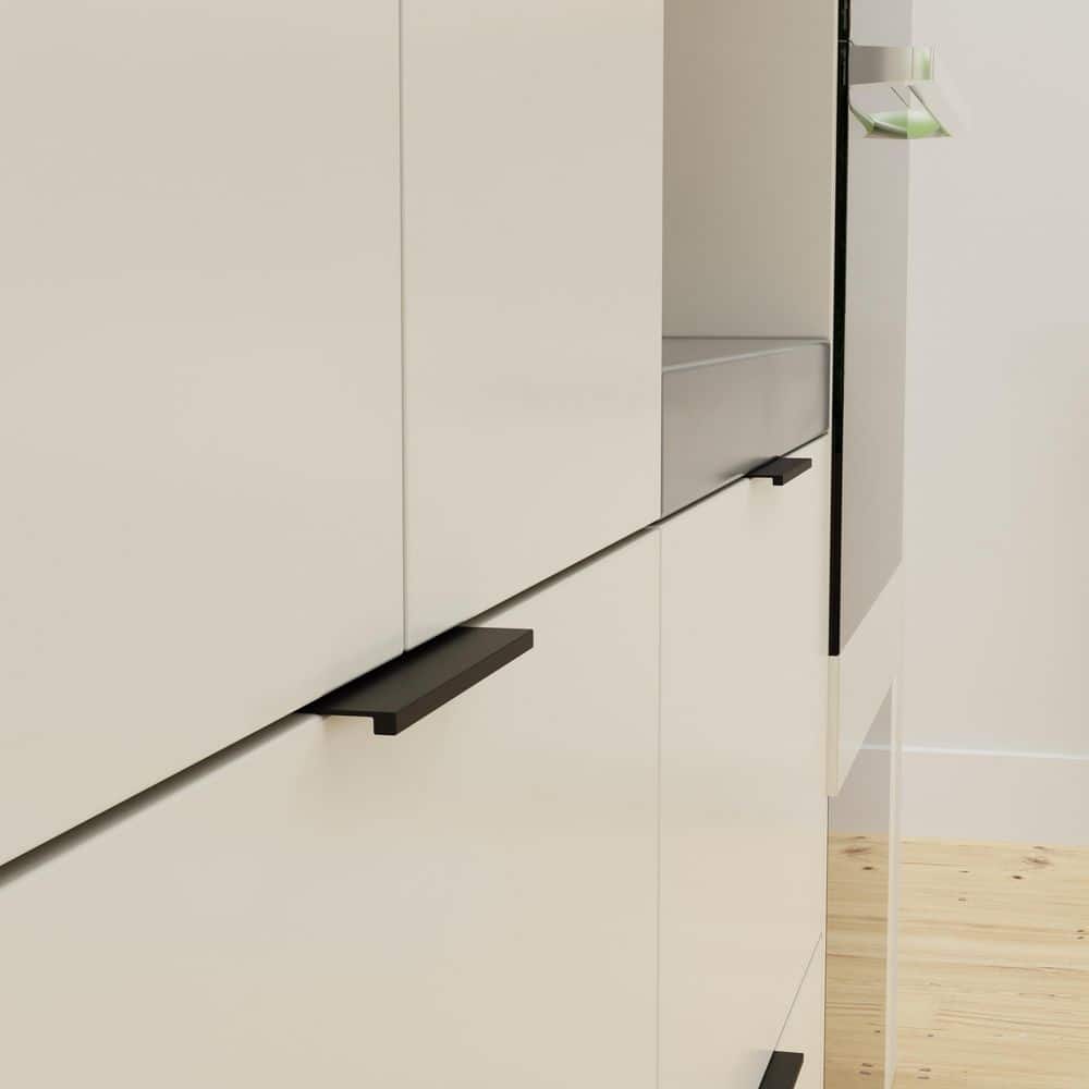 10-Pack Ethan 4 in. (102 mm) Center-to-Center Matte Black Edge Drawer Pull - Hercitys