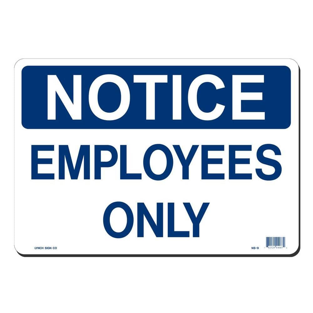14 in. x 10 in. Notice Employees Only Sign Printed on More Durable, Thicker, Longer Lasting Styrene Plastic - Hercitys