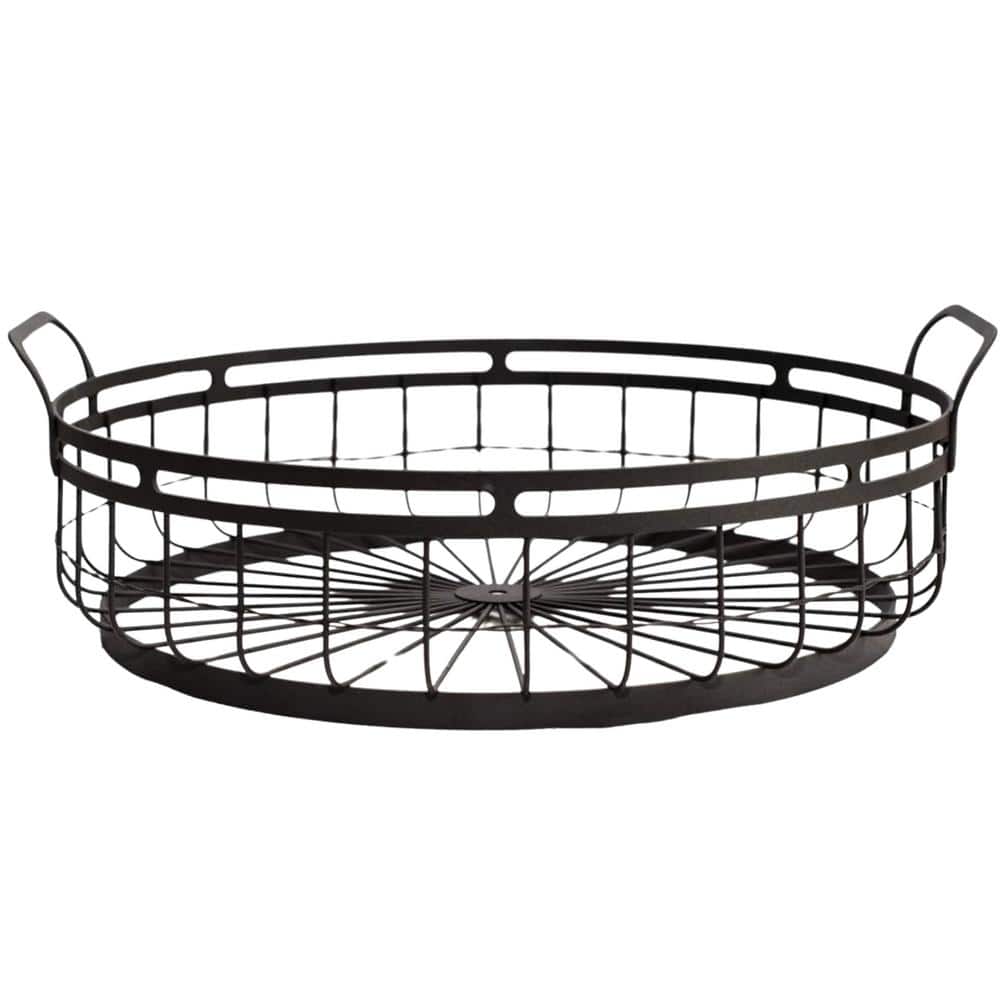 1-Tier Fruit Bowl Farmhouse Decor Wire Basket, Decorative Round with Rustic French Country Style with Handles - Hercitys