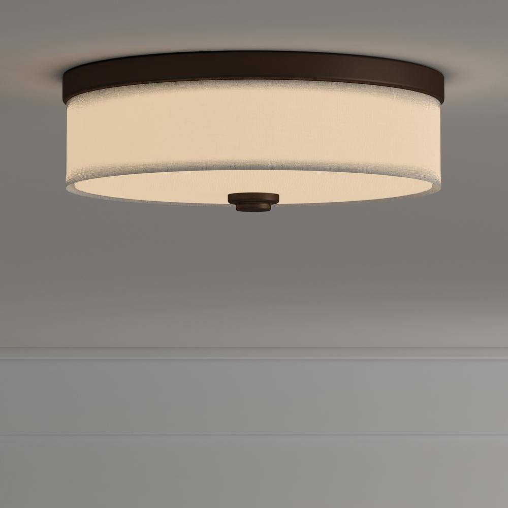 10 in. Weaver Collection 1-Light Antique Bronze Integrated LED Flush Mount - Hercitys