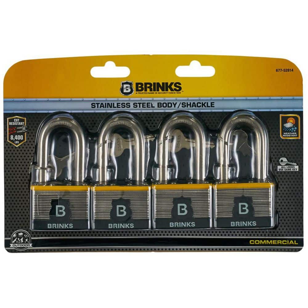 2 in. Stainless Steel Shackle (50 mm) Commercial Stainless Steel Laminated Padlock (4-Pack) - Hercitys