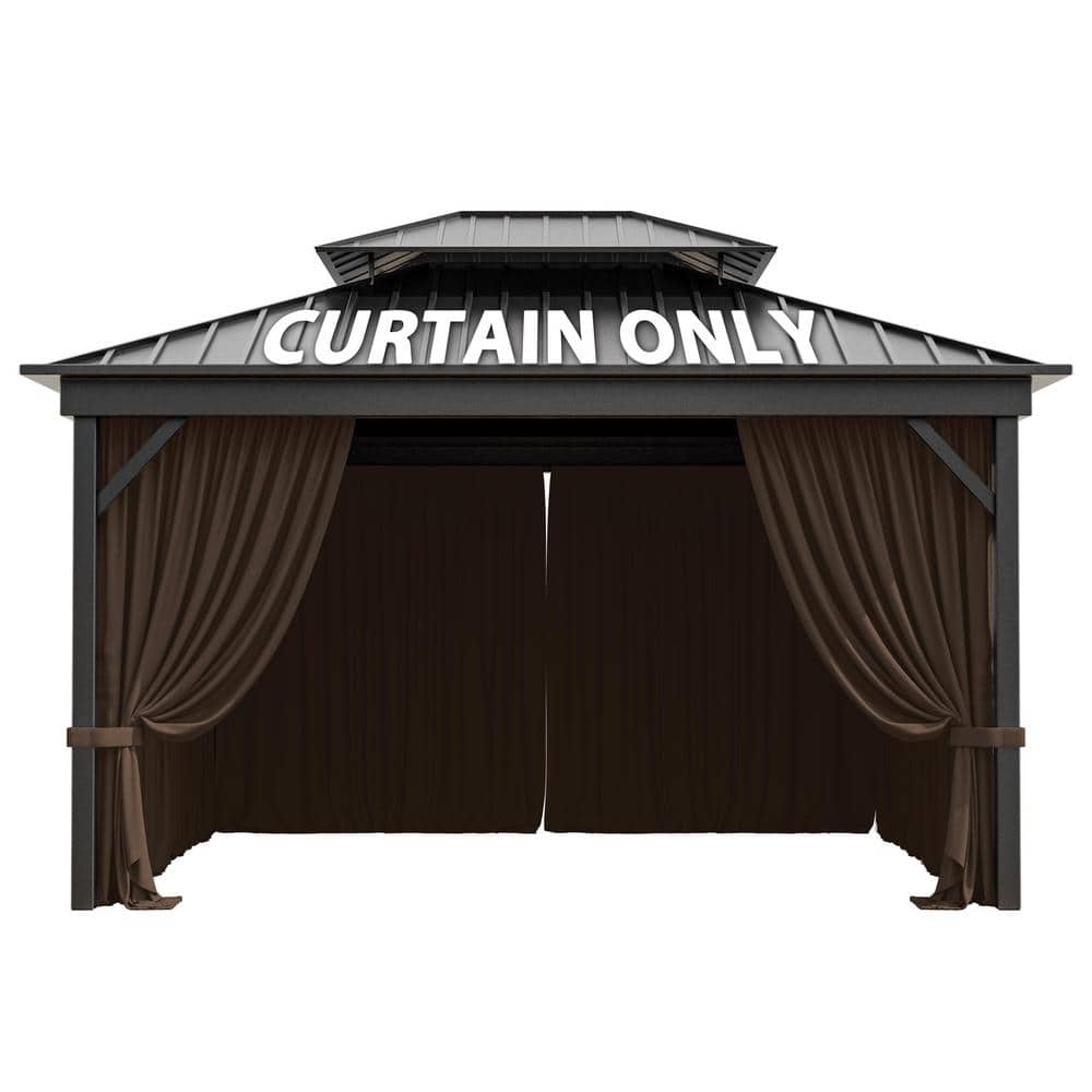 10 ft. x 12 ft. Universal Outdoor Privacy Curtains, Gazebo Replacement with Zipper Chocolate (4-Side Curtain Only) - Hercitys