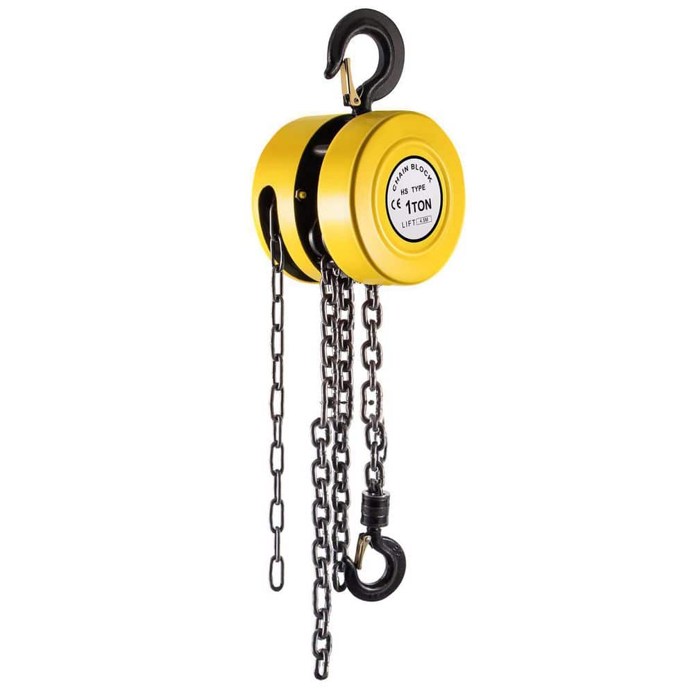 1-Ton Hand Chain Hoist 15 ft. Lift Manual Chain Hoist w/Industrial-Grade Steel Construction for Lifting Goods, Yellow - Hercitys