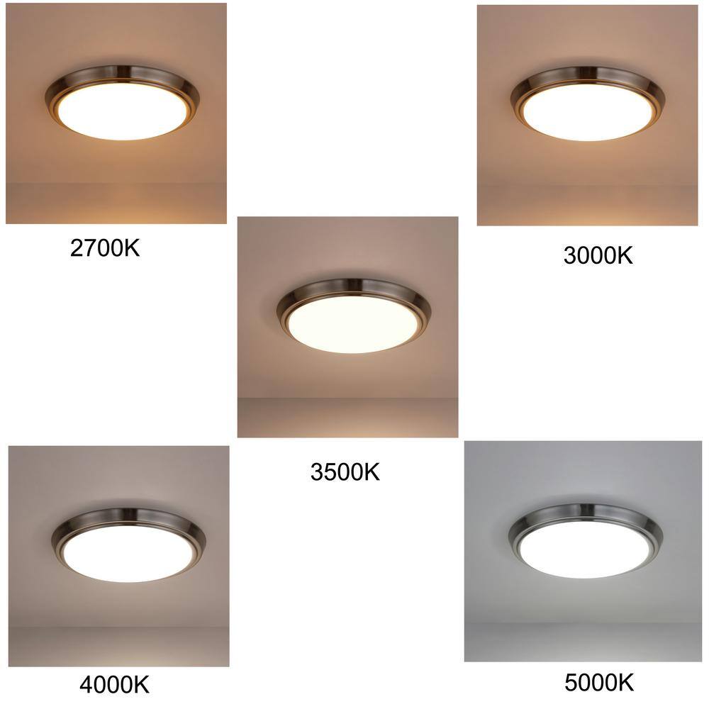 11 in. 1-Light Brushed Nickel Dimmable LED Flush Mount Ceiling Light (8-Pack in a case) - Hercitys