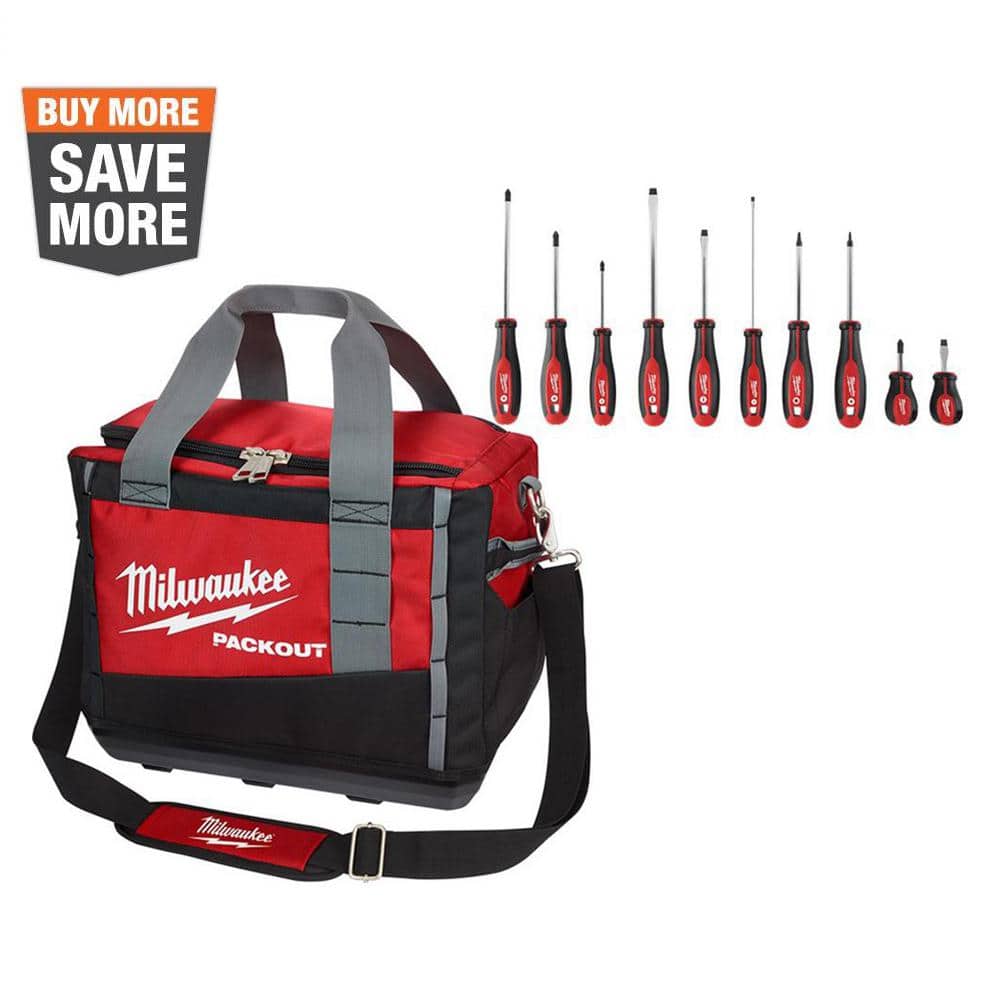 15 in. PACKOUT Tool Bag/Tote with Screwdriver Set (11-Piece) - Hercitys