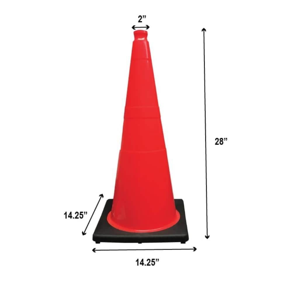 28 in. Orange Traffic Cone with Black Base 10 lbs. - Hercitys