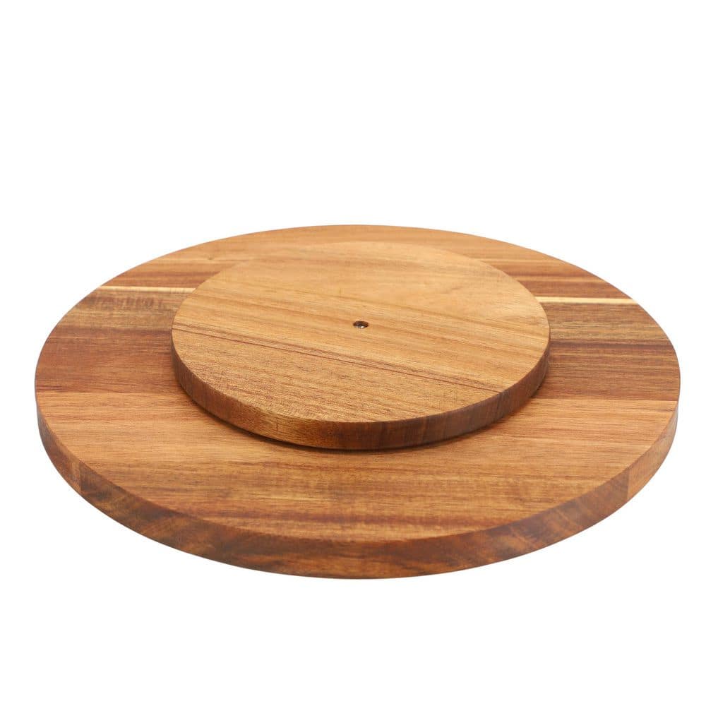 12 in. Acacia Wood Lazy Susan Tray - Hercitys