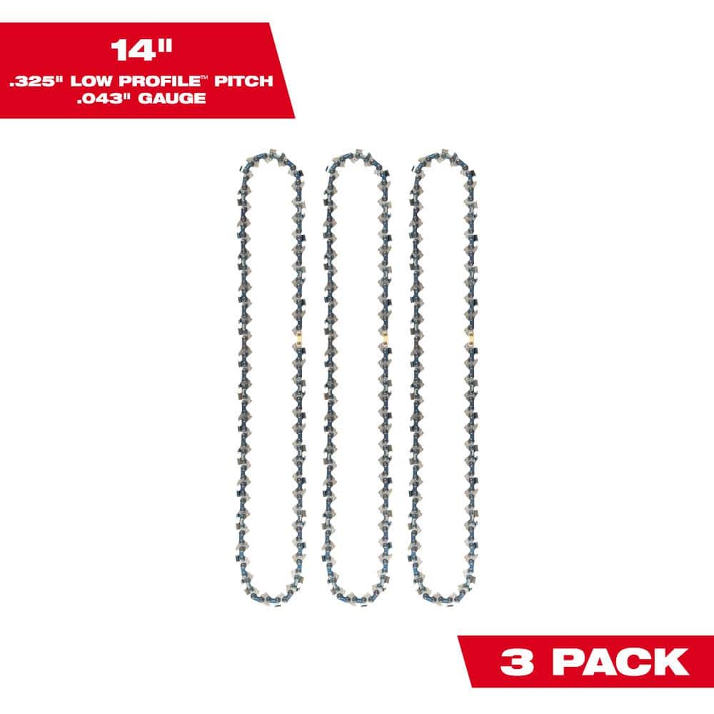 14 in. Chainsaw Chain with .325 in. Low Profile Pitch and .043 in. Gauge (3-Pack) - Hercitys