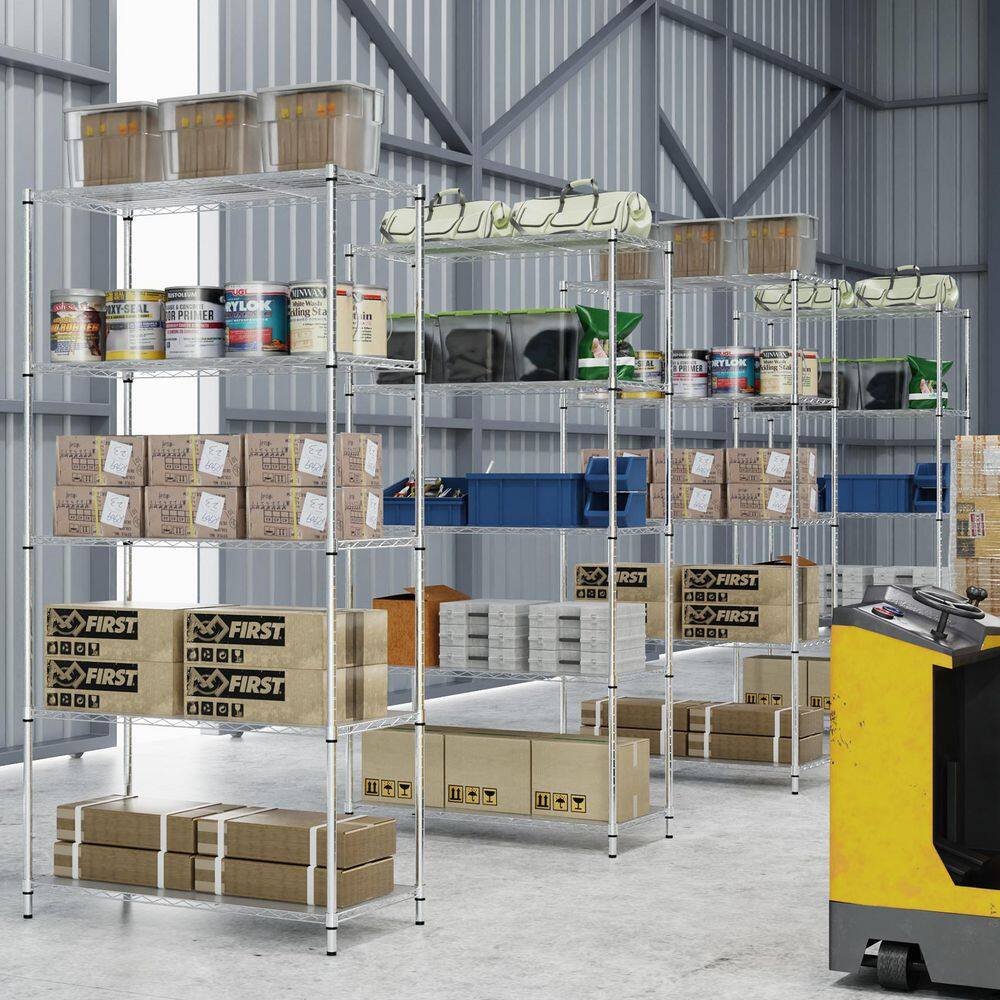 5 Tier Shelf Wire Shelving Unit-5T-1636-C-LKJ, 72H in Chrome - Hercitys