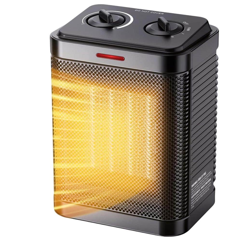 5.87″ 1500W Portable Electric Indoor Convection Ceramic Space Heater w/ Thermostat, Overheating and Tip-Over Protection - Hercitys