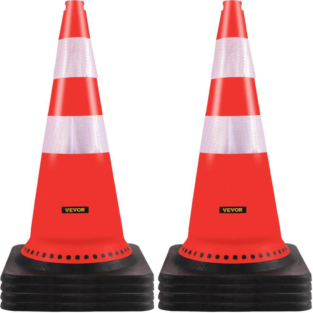 30 in. Traffic Cones PVC Orange Safety Cone with Reflective Collars and Weighted Base for Traffic Control (8-Pack) - Hercitys