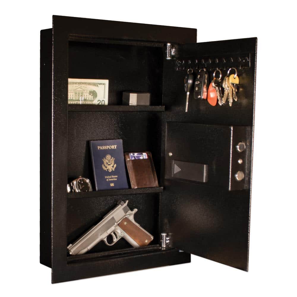 0.35 cu. ft. Steel Wall Safe with Electronic Lock, Black - Hercitys