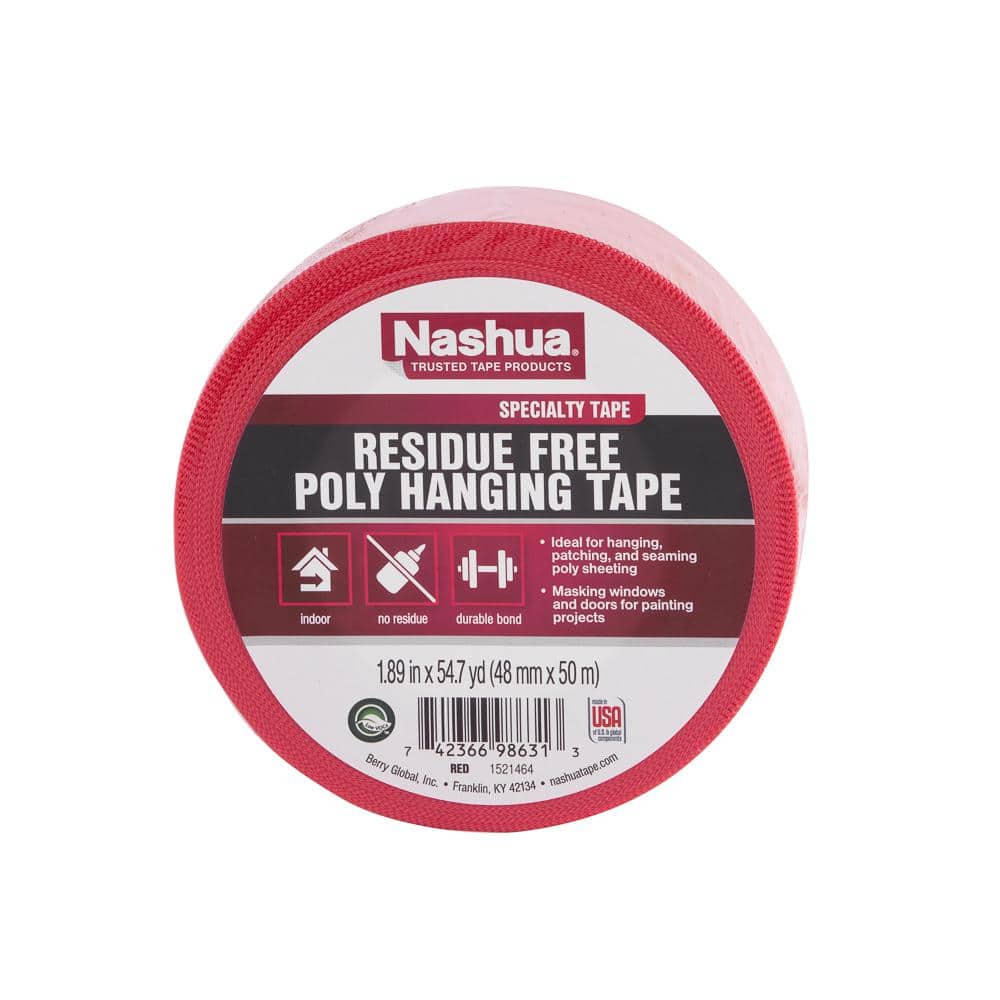 1.89 in. x 54.7 yd. Residue Free Poly Hanging Duct Tape in Red Pro Pack (12-Pack) - Hercitys