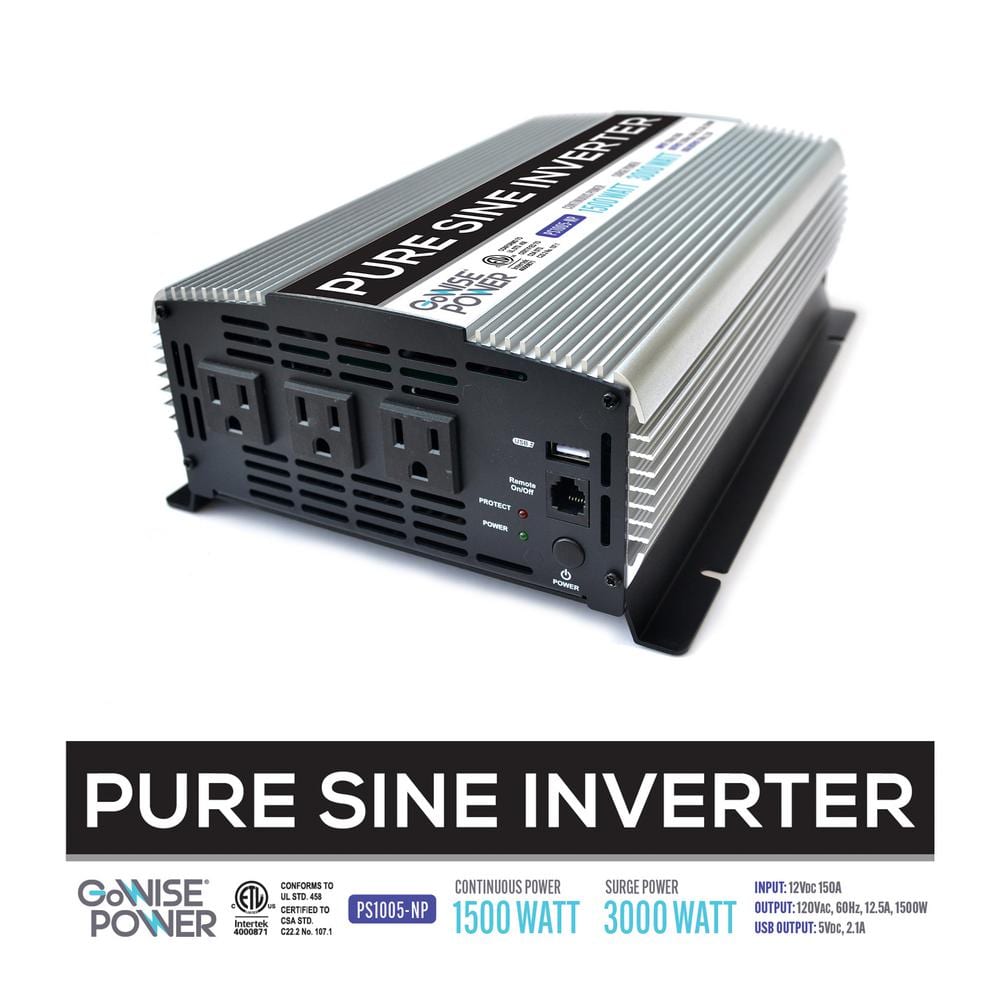 1,500-Watt Continuous/3,000-Watt Peak Pure Sine Wave Inverter - Hercitys