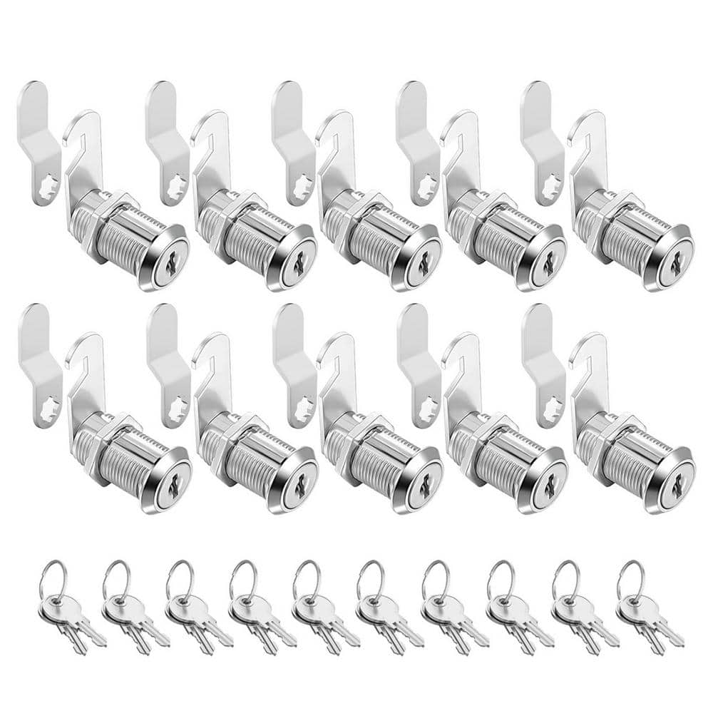 1-1/8 in. Keyed Alike Cabinet Cam Lock Set with Locks, Locking Plates and Keys for 7/8 in. Max Door Thickness (10-Pack) - Hercitys
