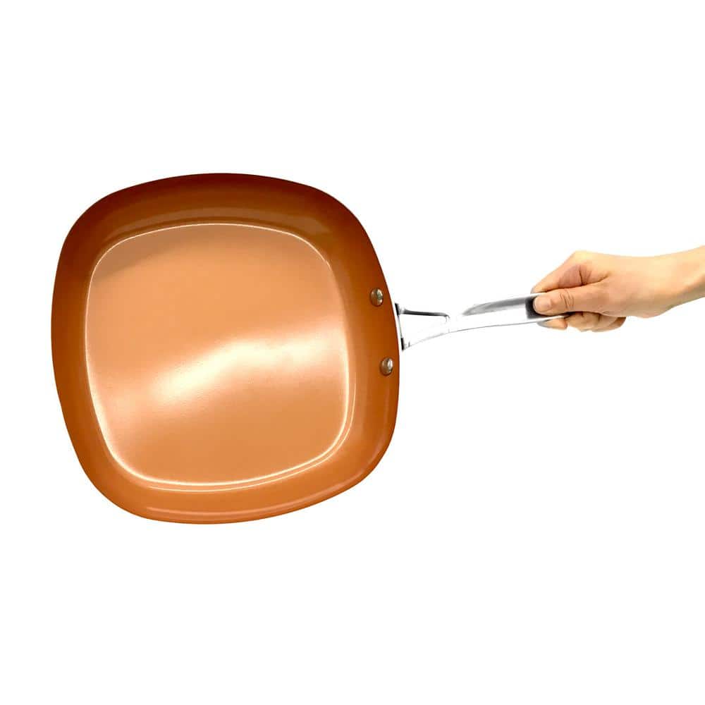 12 in. Aluminum Ti-Ceramic Non-Stick Shallow Square Fry Pan - Hercitys