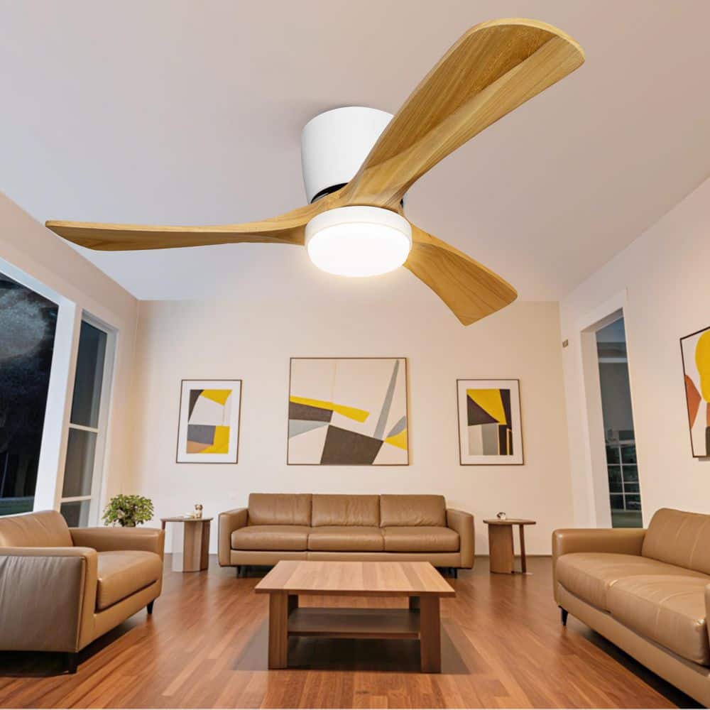 42 in. Smart Indoor White Ceiling Fan with 3-Colors LED Light and Dimmer and DC Reversible and App/Wall Switch/Remote - Hercitys