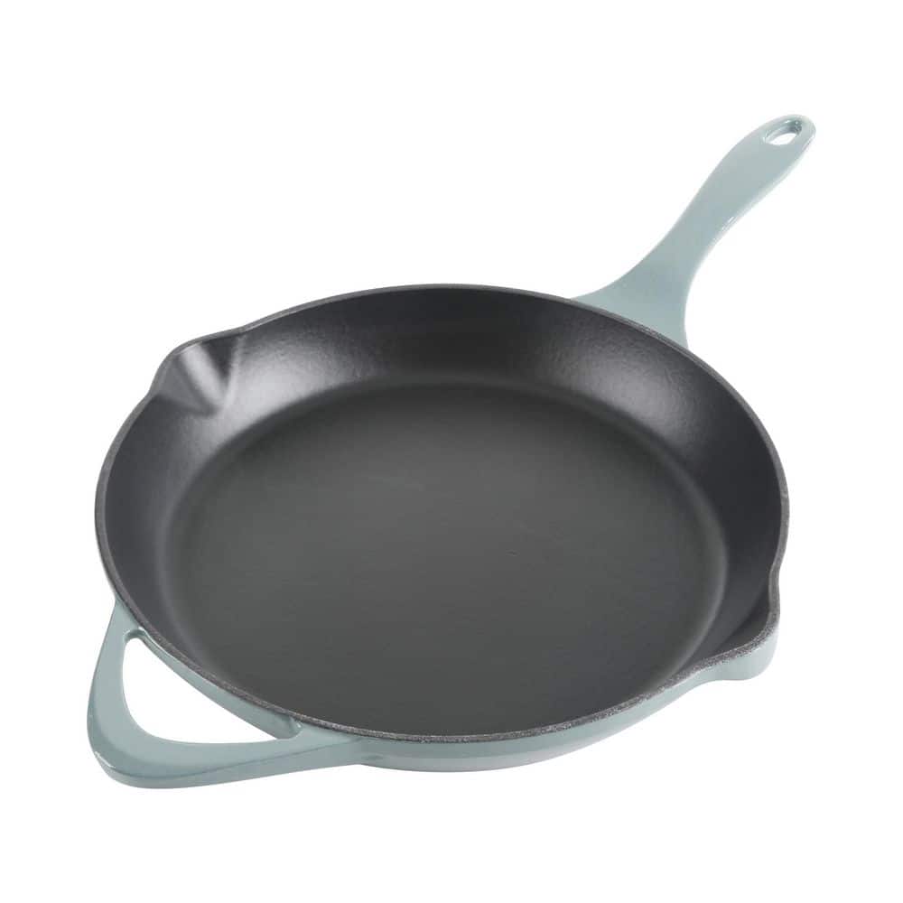 11 in. Round Enameled Cast Iron Skillet in Ombre Green - Hercitys
