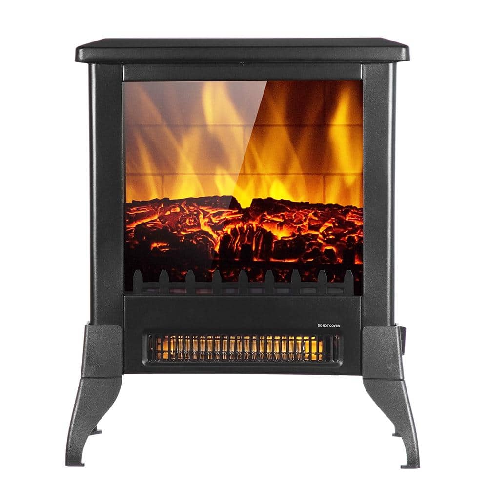 14 in. Freestanding Electric Fireplace in Black - Hercitys