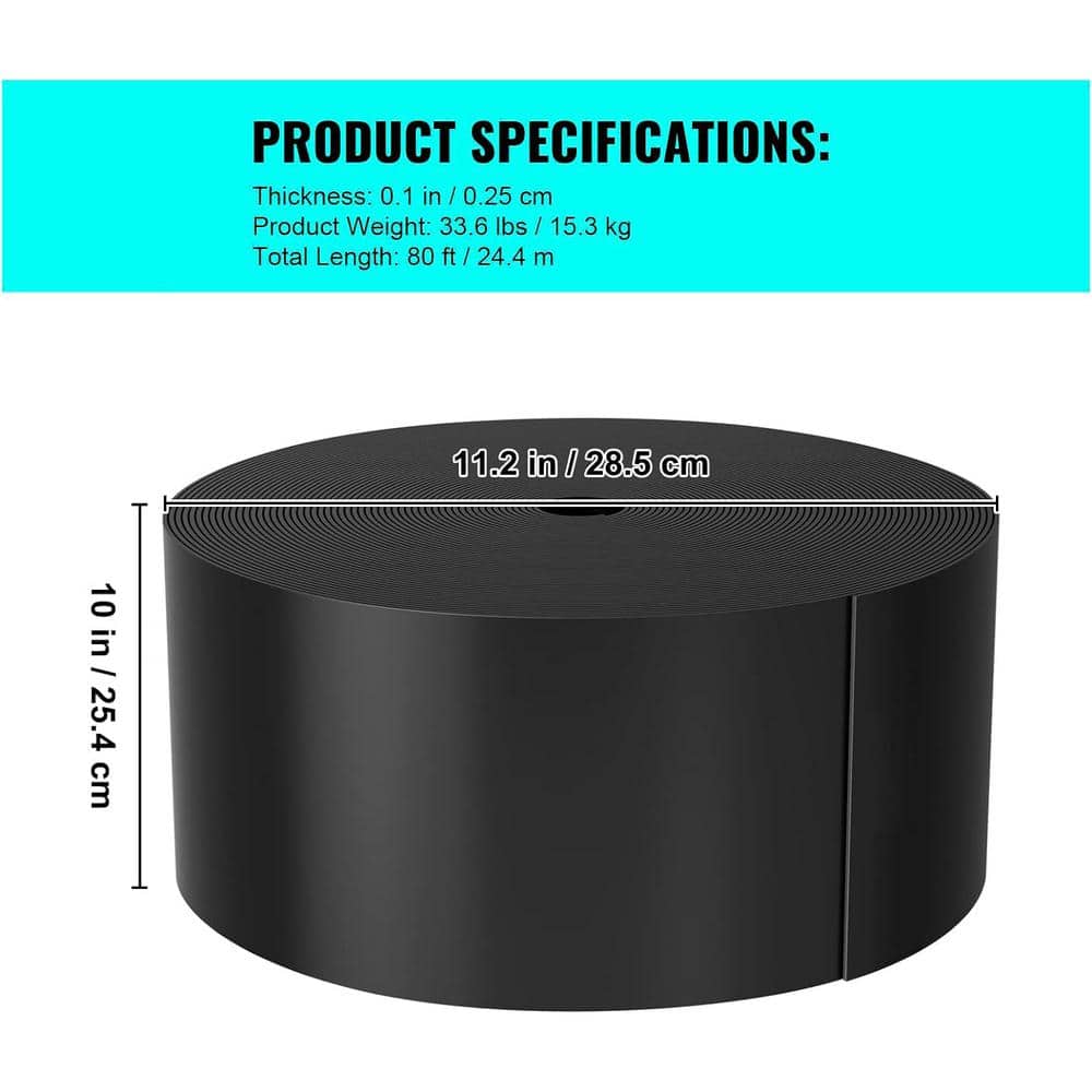 10 in. W x 80 ft. L Black Recycled Flexible HDPE Coiled Terrace Board Landscape Edging Against Invading Weeds - Hercitys