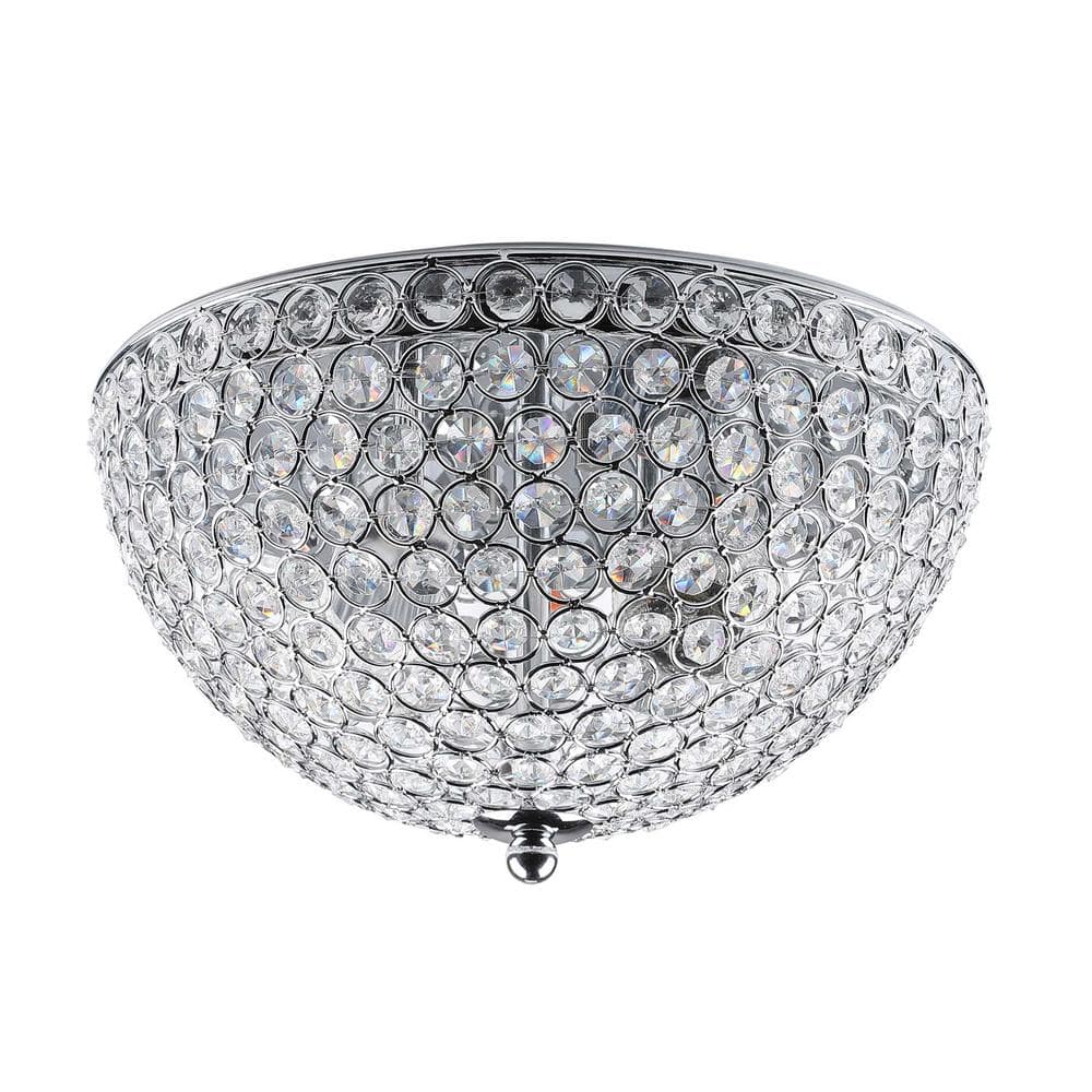 12 in. 2-Light Chrome Crystal Flush Mount - Hercitys