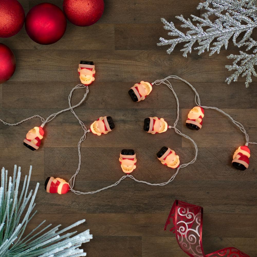 10-Count Santa Claus Christmas Light Set 6 ft. Green Wire - Hercitys