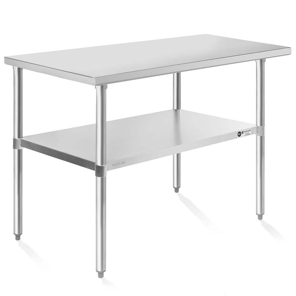 24 in. x 48 in. Stainless Steel Kitchen Prep Table with Bottom Shelf - Hercitys