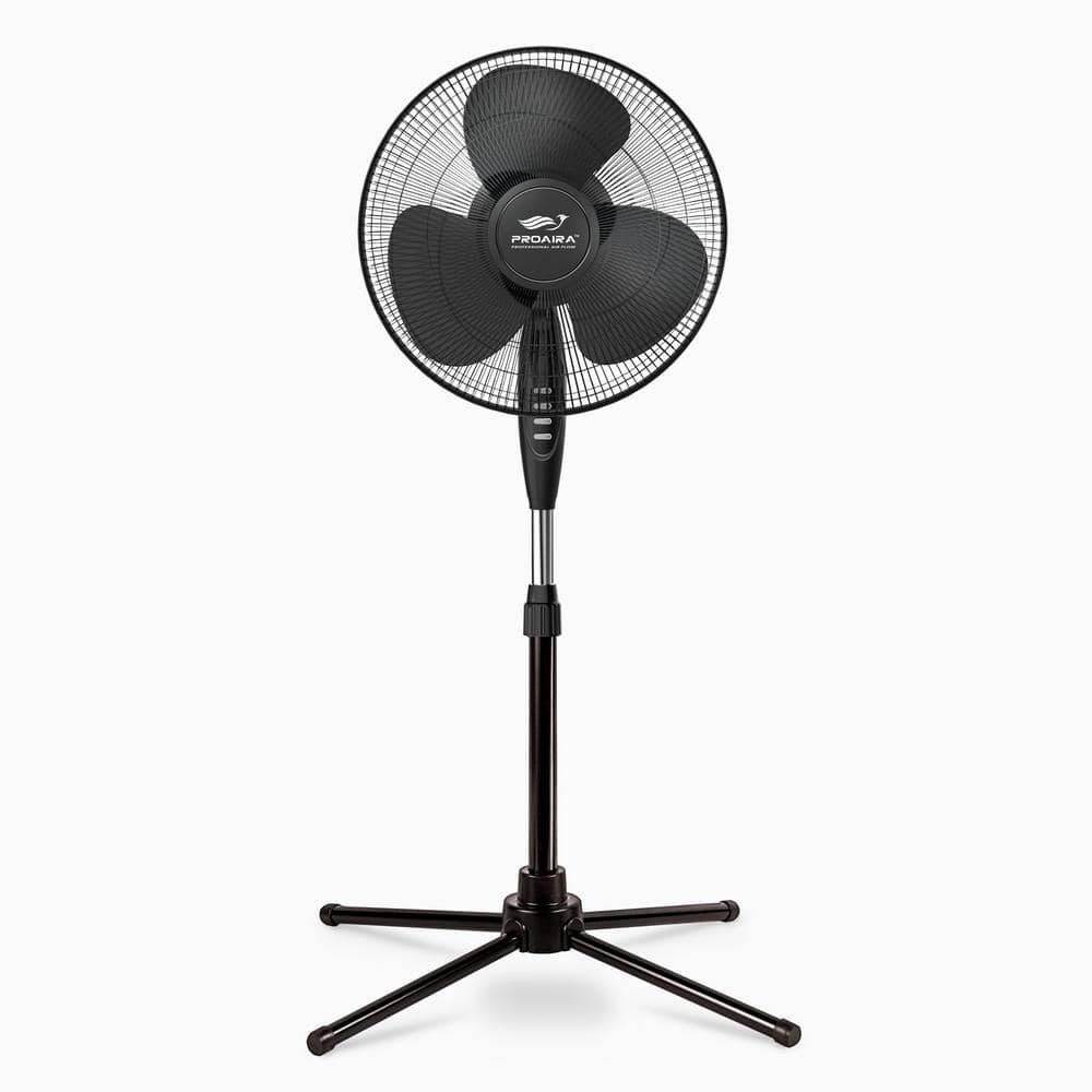 16 in. Oscillating Pedestal Fan in Black with 3 Speed Controls - Hercitys
