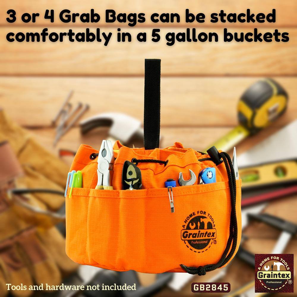 10 in. 18-Pockets Grab Tool Bags with Drawstring Closure Set of 3 - Hercitys