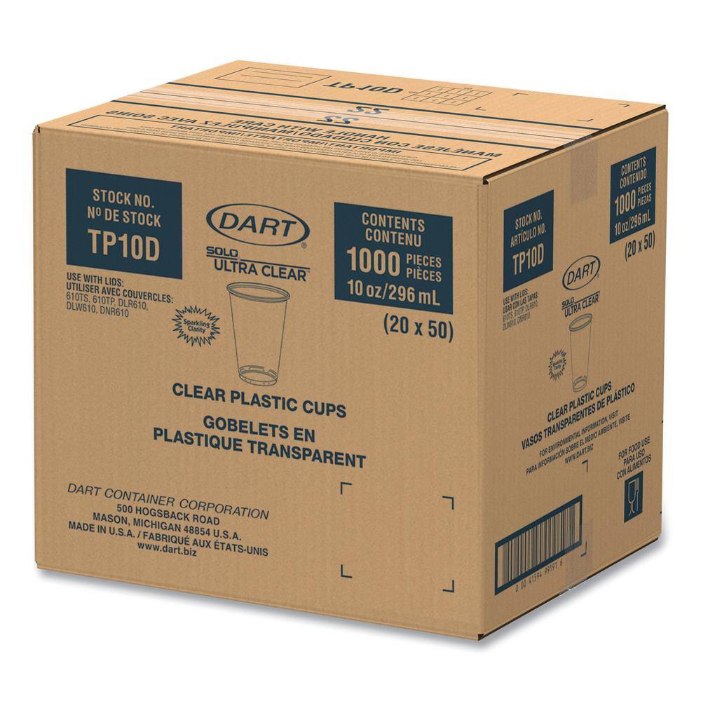 10 oz. Ultra Clear Disposable Plastic Cups, PET, Tall (50/Bag, 20-Bags/Carton) - Hercitys