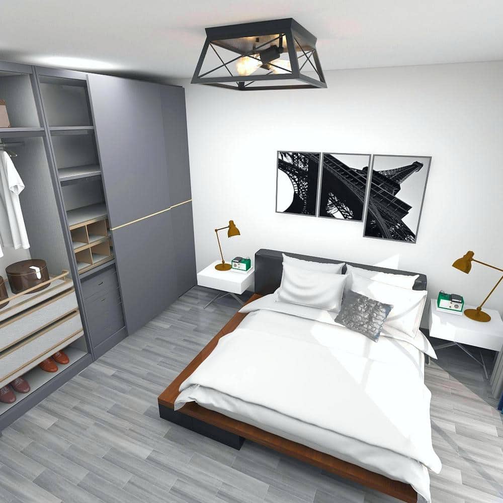 12 in. 2-Light Matte Black Flush Mount - Hercitys