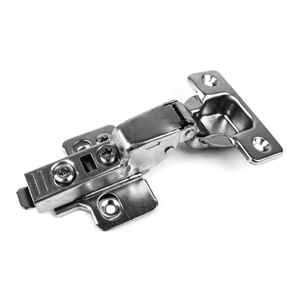 110-Degree 35 mm Half Overlay Soft Close Frameless Cabinet Hinges with Installation Screws (20-Pairs) - Hercitys