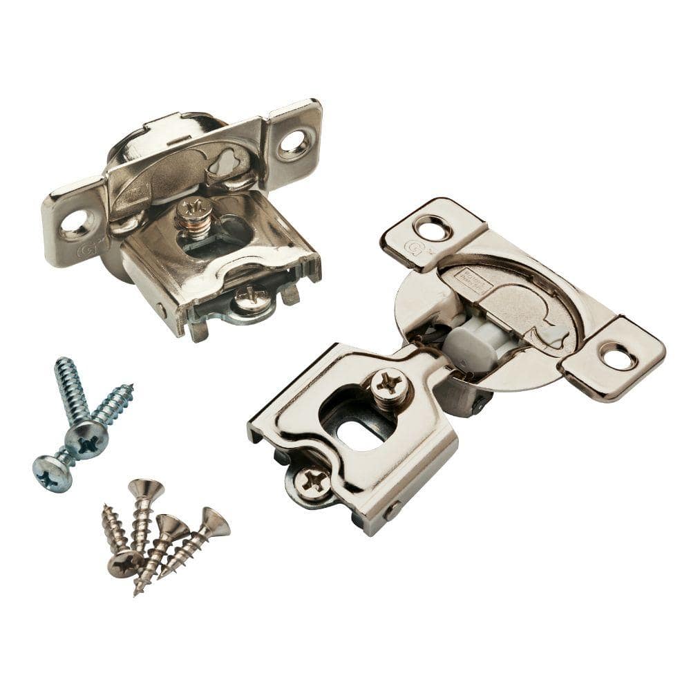 1 Pair Face Frame 35 mm 105-Degree 1/2 in. Overlay Soft Close Nickel Cabinet Hinge (2 Pieces) - Hercitys