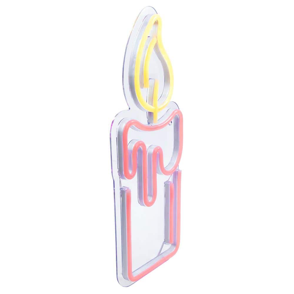 12 in. Red LED Lighted Neon Style Red Candle Christmas Window Silhouette - Hercitys