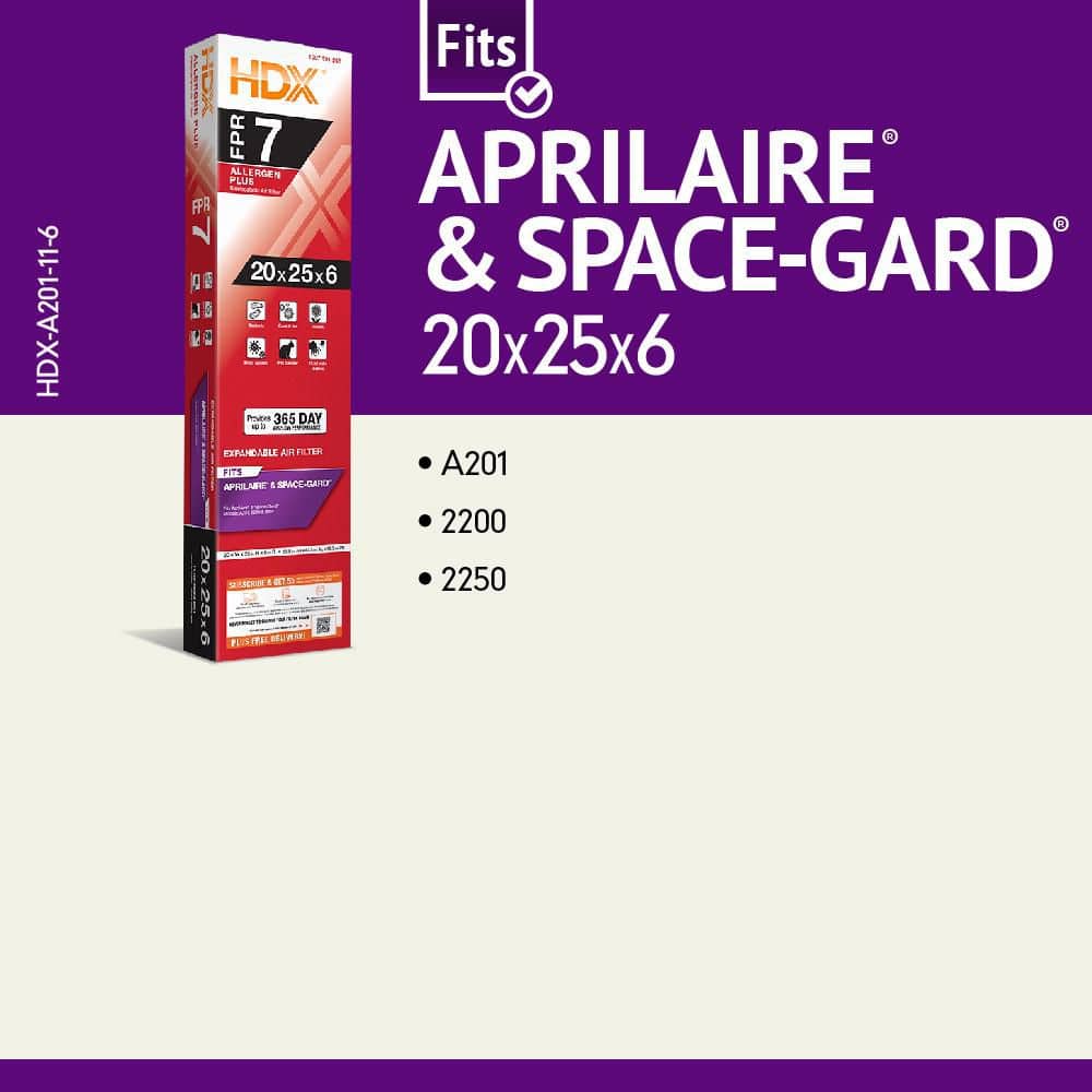 20 in. x 25 in. x 6 in. AprilAire and Space-Gard Replacement Pleated Air Filter (Without Frame) FPR 7, MERV 11 - Hercitys