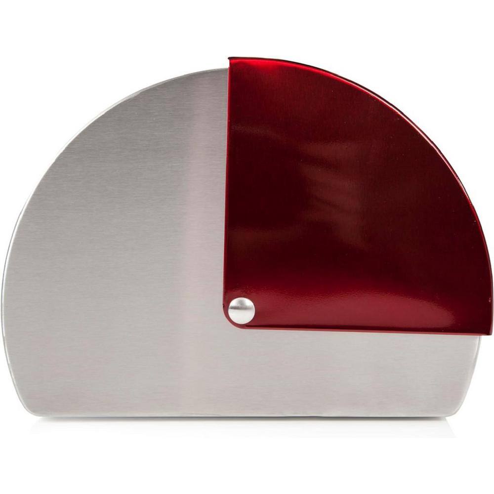 1-Piece Stackable Bread Bin Red Roll Top Lid, Ventilation, Stainless Kitchen Canisters Jars Set - Hercitys