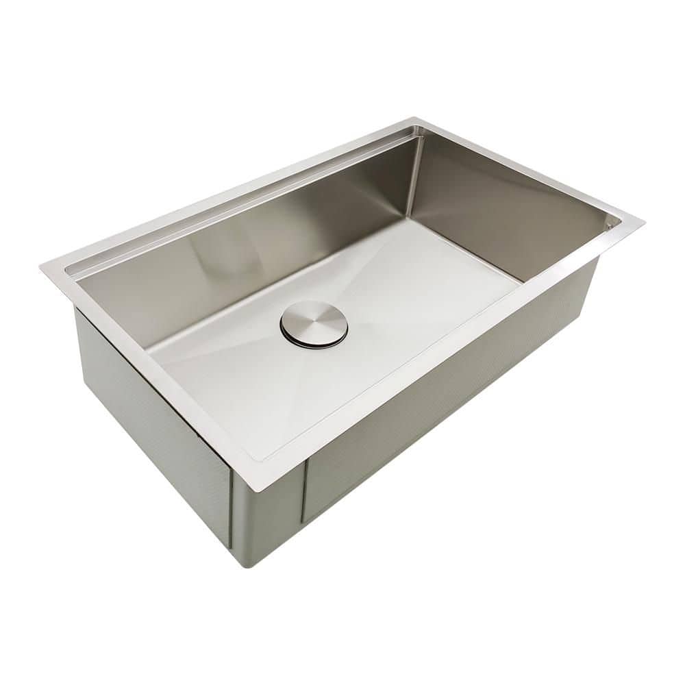 32 in. Undermount Workstation Kitchen Sink-16 Gauge Stainless Steel Single Bowl 32 x 19 Deep Sink with Ledge Accessories - Hercitys