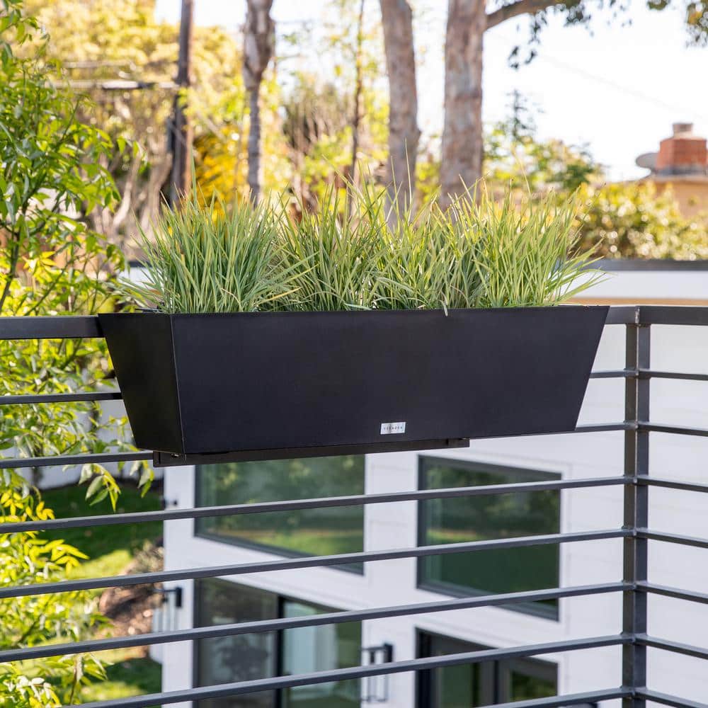 36 in. x 10 in. Black Plastic Railing Window Box - Hercitys