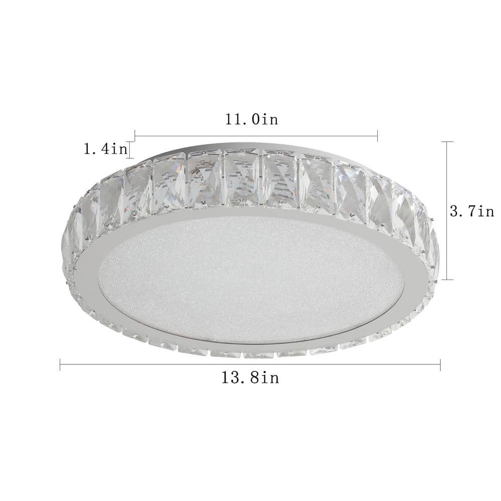 13.8 in. Modern Clear LED Flush Mount with Crystal Framed - Hercitys