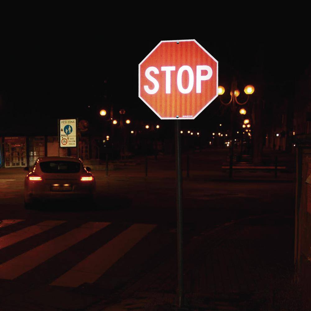 12 in. x 12 in. Stop Sign – Street Road Slow Warning Metal Warning Signs - Hercitys