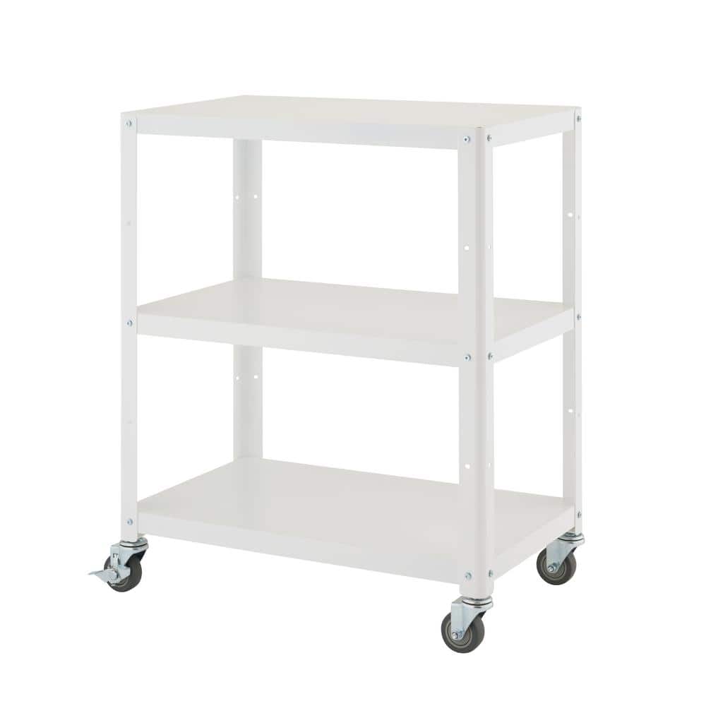 3-Tier Metal Utility Cart with Wheels in White - Hercitys