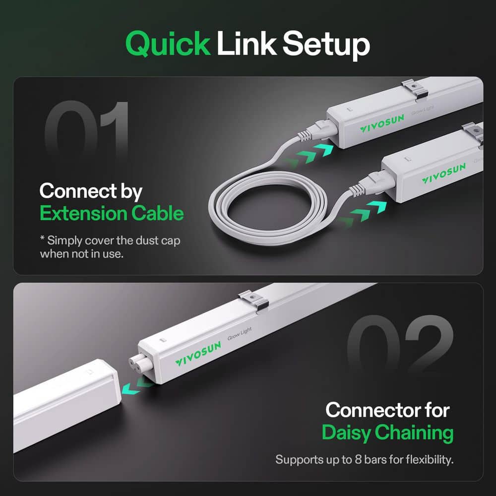 1 ft. 6W/Bar 5000K T5 Linear LED Grow Light, Full Spectrum, ‎Cool White (4-Pack) - Hercitys