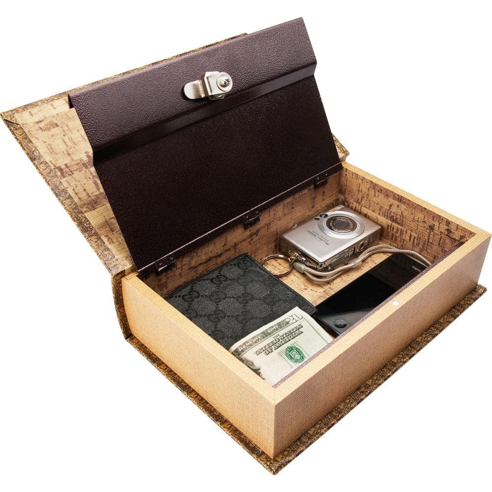 0.06 cu. ft. Antique Map Steel Book Lock Box Safe - Hercitys